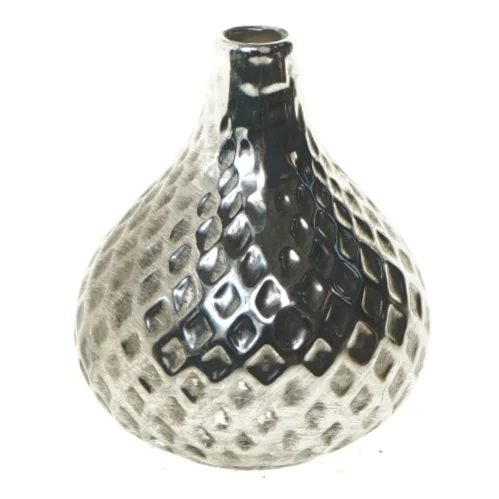 Lille metalvase med mønster (str. 11x9 cm)
