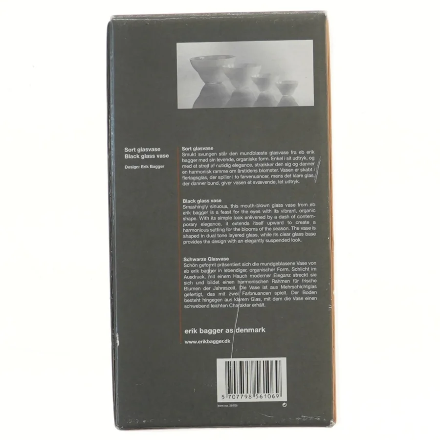 Sort glasvase 20 cm fra Erik Bagger (str. 20 cm)