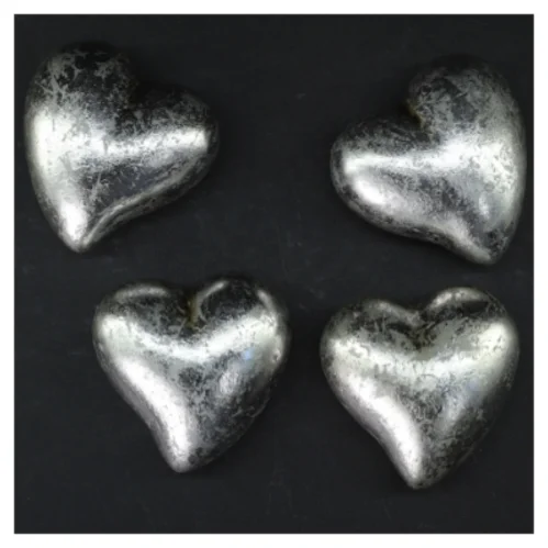 Sølvfarvede dekorative hjerter (str. 7 x 7 cm)