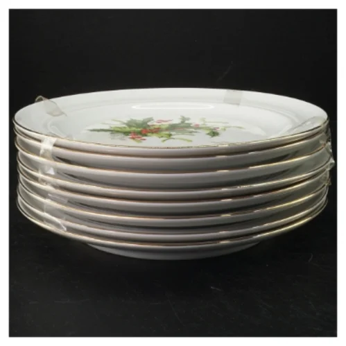 Juletallerkener med kristtorn motiv (str. Ø 23,5. cm)