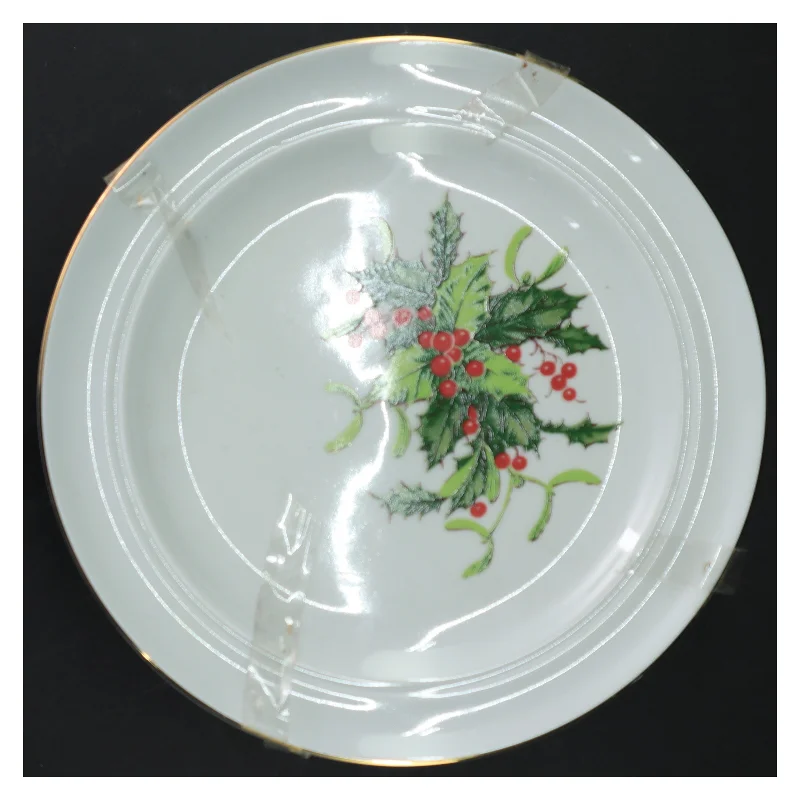 Juletallerkener med kristtorn motiv (str. Ø 23,5. cm)
