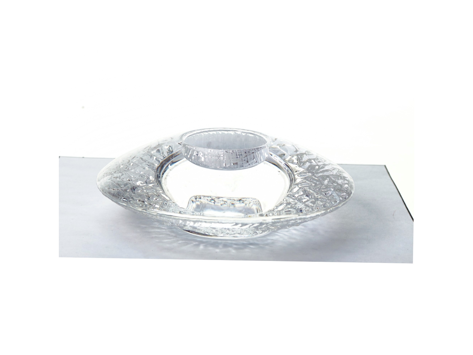 Lysestage i glas til fyrfadslys (str. 13 cm)