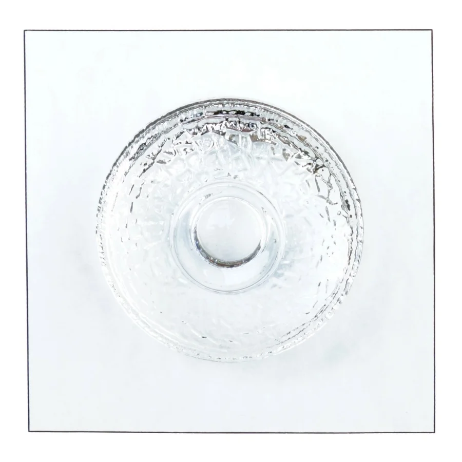 Lysestage i glas til fyrfadslys (str. 13 cm)