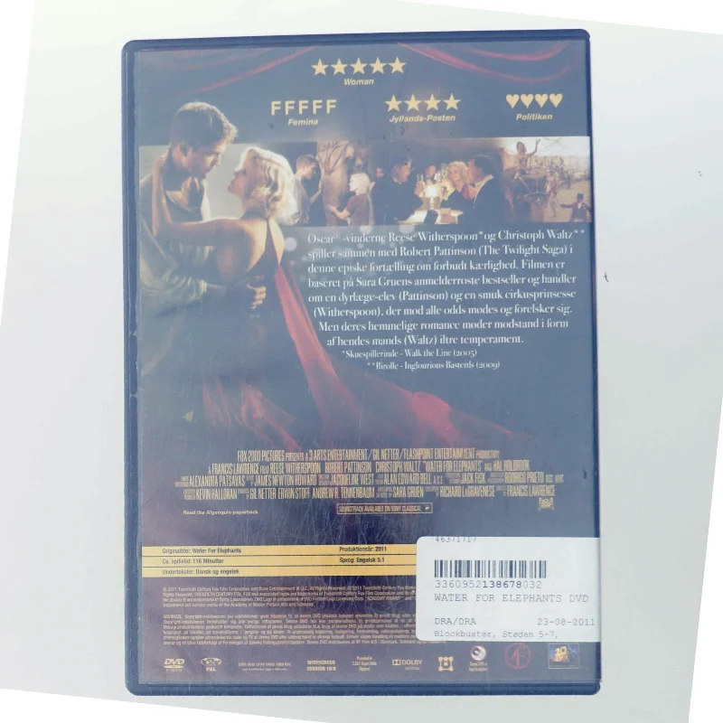 Water for Elephants med Reese Witherspoon (DVD)