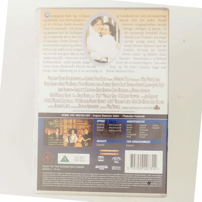 fire bryllupper og en begravelse med Hugh Grant (DVD)
