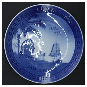 Dekorativ tallerken med Captain Cook motiv fra Royal Copenhagen (str. 18,5 cm)