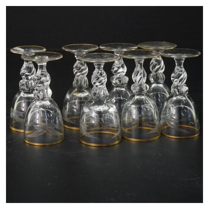 Sæt af små glas Lyngby Glas"måge"(str. 8x4 cm)