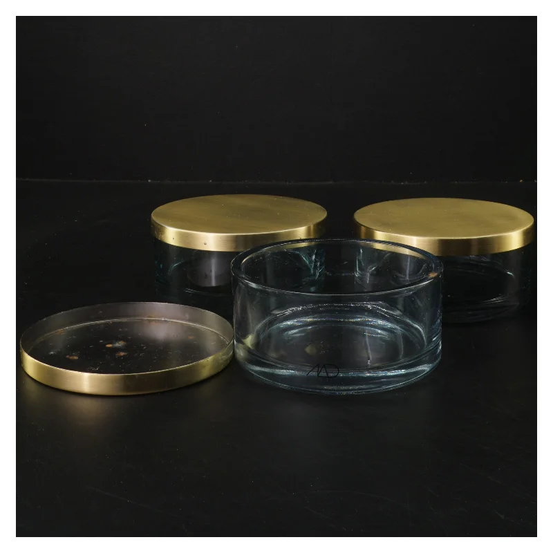Opbevaringsglas med messinglåg (str. 3 stk Ø 11 cm) fra Mette Diemer