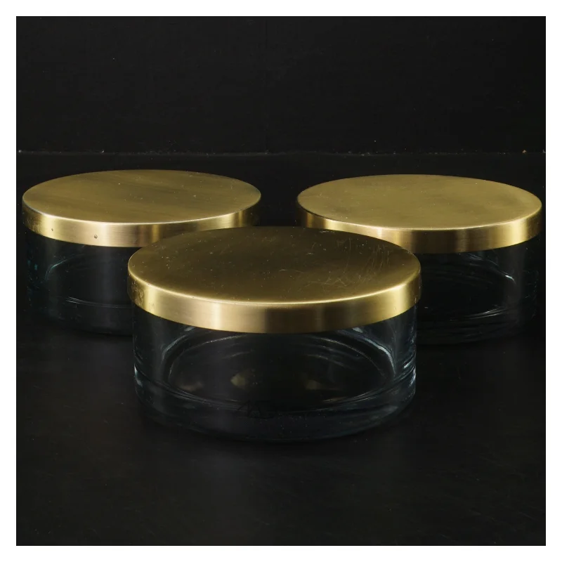 Opbevaringsglas med messinglåg (str. 3 stk Ø 11 cm) fra Mette Diemer