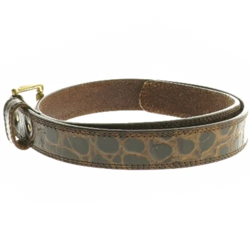 Brunt læderbælte med guldspænde fra Bossini (str. 90 cm)