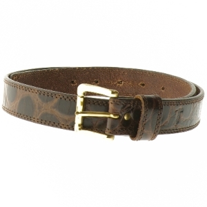 Brunt læderbælte med guldspænde fra Bossini (str. 90 cm)