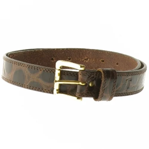 Brunt læderbælte med guldspænde fra Bossini (str. 90 cm)