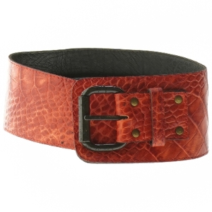 Bred bælte med krokodillemønster fra Kirsten Schjønning (str. 100 cm)