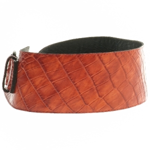 Bred bælte med krokodillemønster fra Kirsten Schjønning (str. 100 cm)