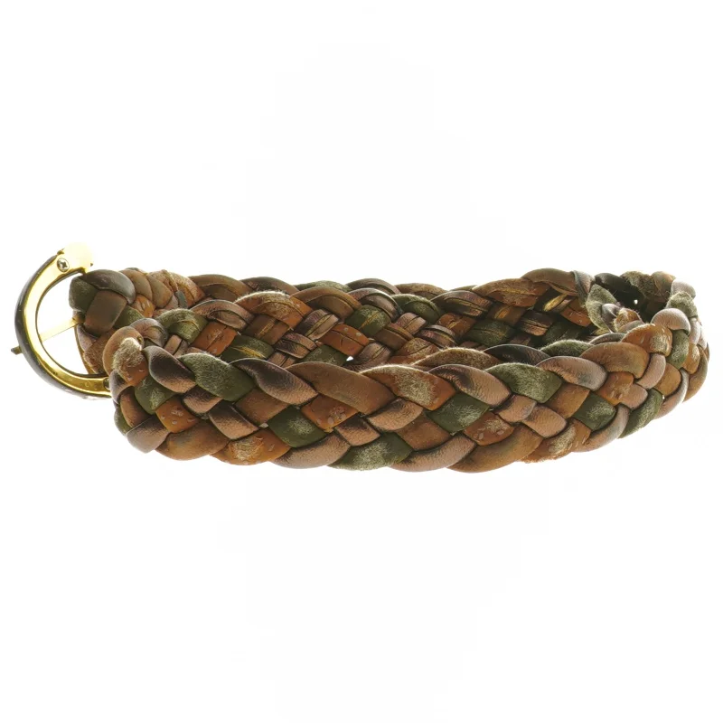 Flettet læderbælte (str. 90 cm)