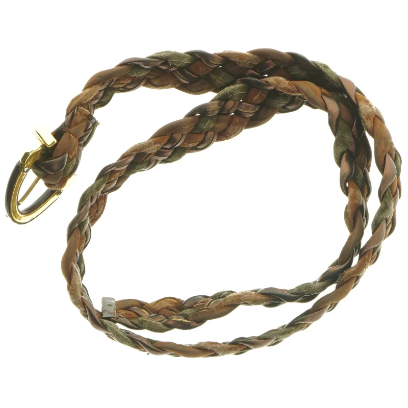 Flettet læderbælte (str. 90 cm)