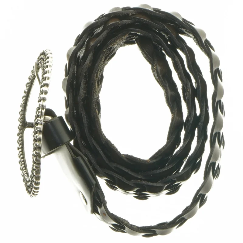 Flettet læderbælte (str. 103 cm)