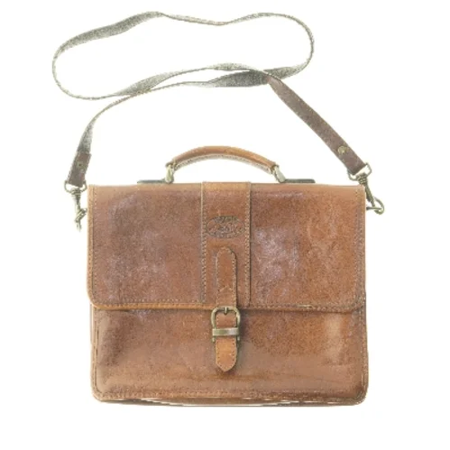 Brun læder skuldertaske fra Burkelys (str. 21x28x8 cm)