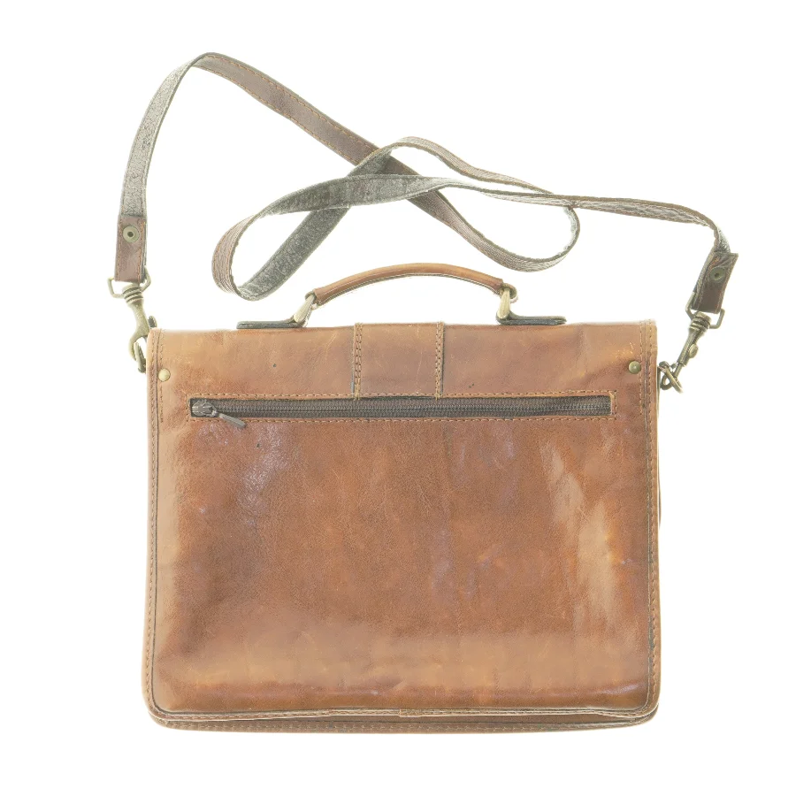 Brun læder skuldertaske fra Burkelys (str. 21x28x8 cm)