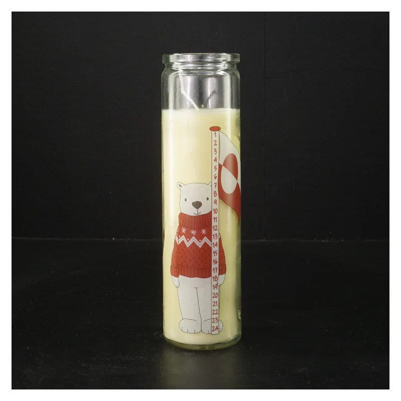 Julelys i glas med bjørnemotiv fra Det Gamle Apotek (str. Ø 5,5 cm højde 21 cm)