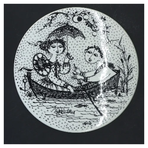 Bjørn Wiinblad Nymølle Nocturne vægplatte Ø15,5 cm fra Nymölle (str. Ø 15,5 cm)