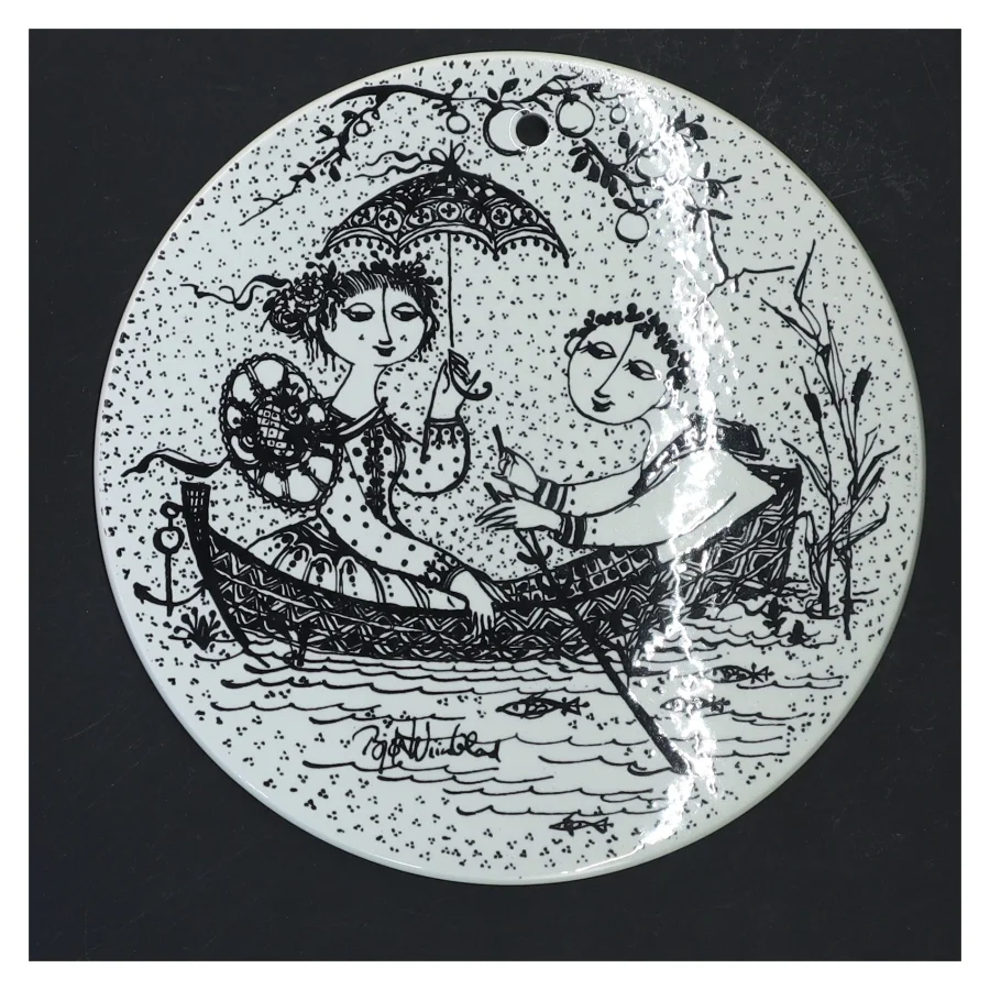 Bjørn Wiinblad Nymølle Nocturne vægplatte Ø15,5 cm fra Nymölle (str. Ø 15,5 cm)