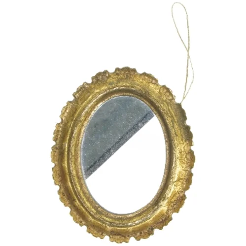 Lille ovalt vægspejl med gylden ramme (str. 16,5x13,5 cm)