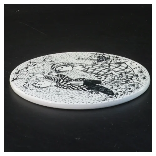 Bjørn Wiinblad Nymølle Oktober Paradis dekorationsplade Ø15,5 cm fra Nymölle (str. Ø 15,5 cm)