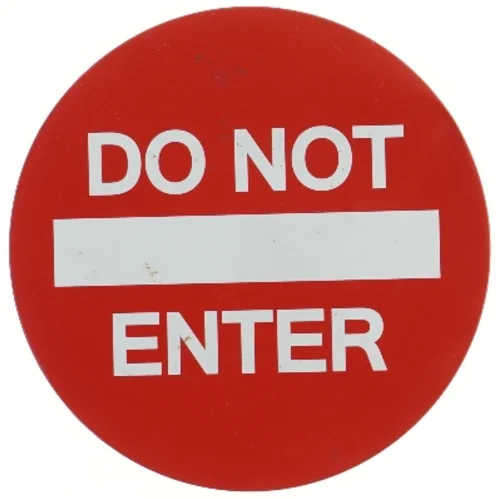 Rødt rundt metalskilt med teksten "DO NOT ENTER" Ø30 cm (str. Ø 30 cm)
