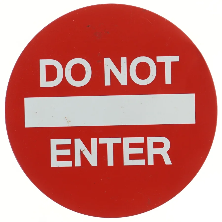 Rødt rundt metalskilt med teksten "DO NOT ENTER" Ø30 cm (str. Ø 30 cm)