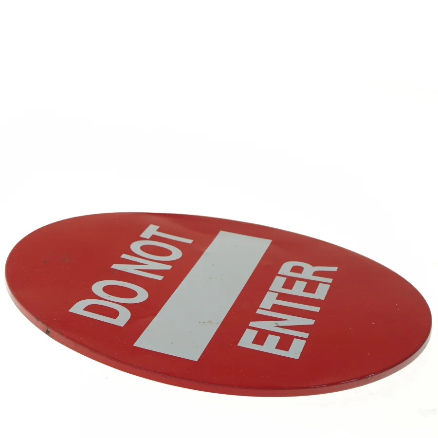 Rødt rundt metalskilt med teksten "DO NOT ENTER" Ø30 cm (str. Ø 30 cm)