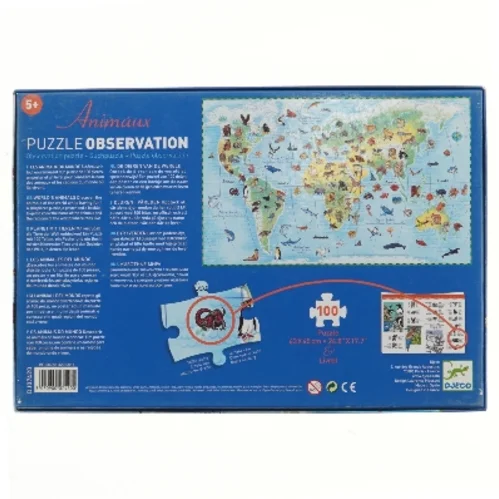 Djeco Animaux Puzzle Observation 100 brikker fra Djeco (str. 100 brikker 63x45 cm)