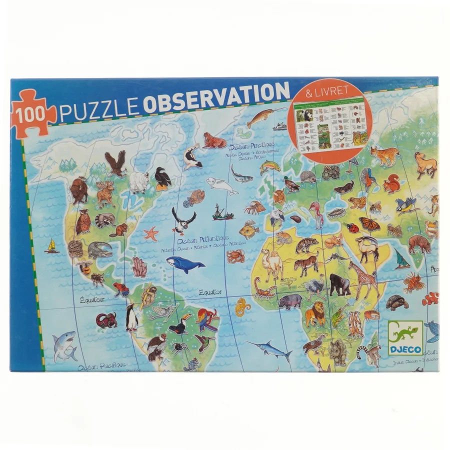 Djeco Animaux Puzzle Observation 100 brikker fra Djeco (str. 100 brikker 63x45 cm)