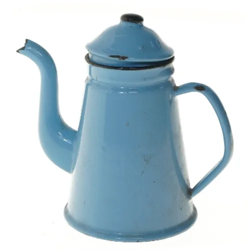 Blå emalje kaffekande med låg 18 cm (str. 18 cm)