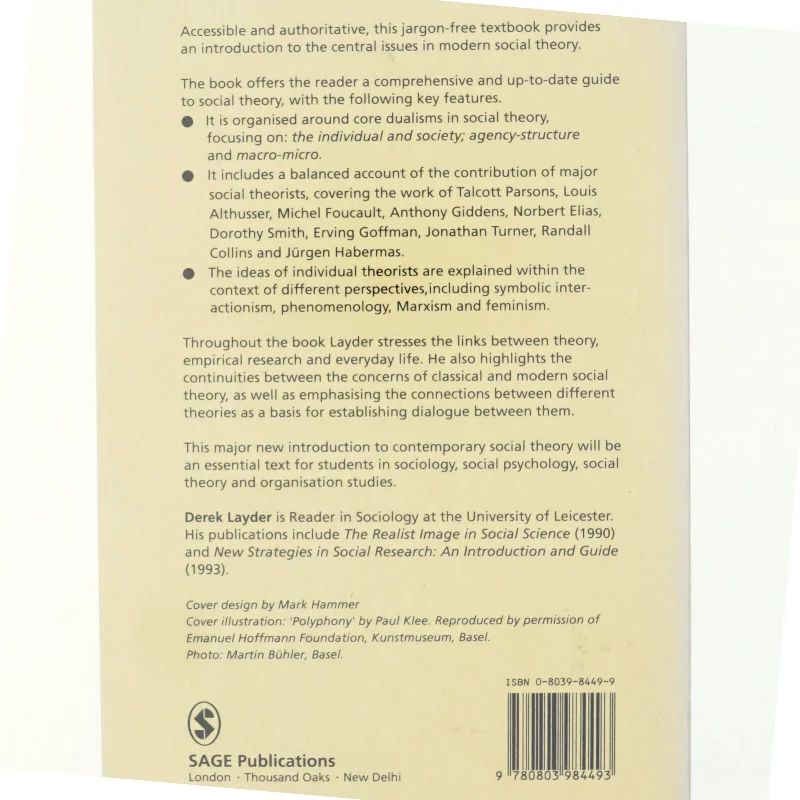 Understanding social theory af Derek Layder (Bog)