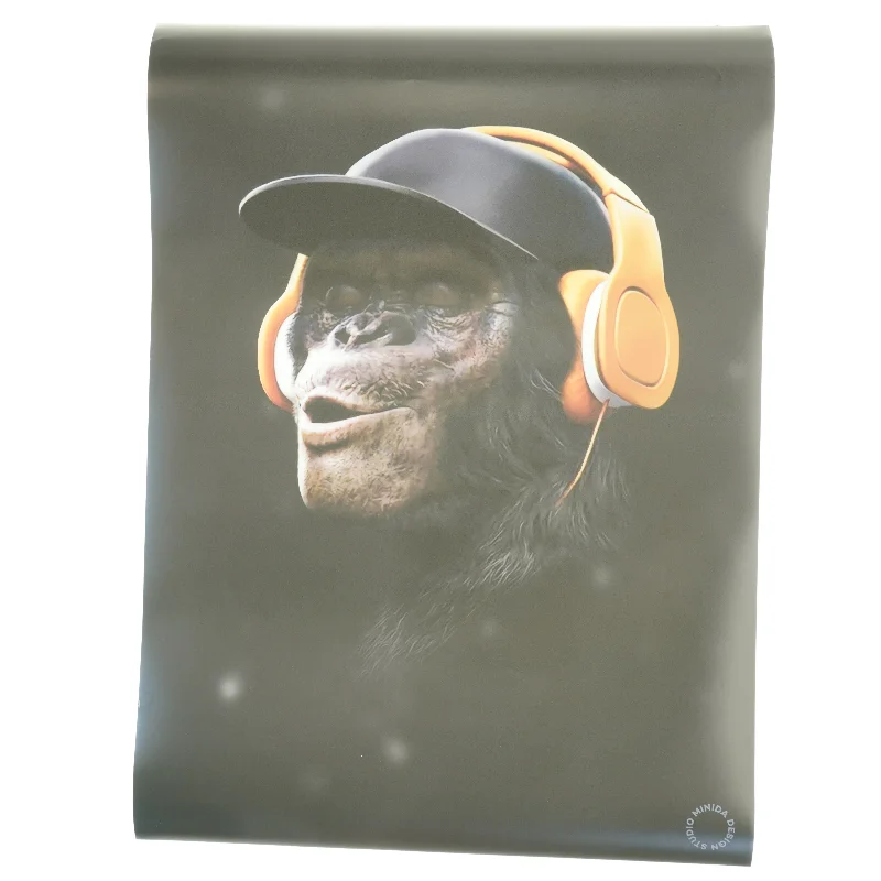 Plakat med abe iført hovedtelefoner fra Minida Design Studio (str. 50 x 70)