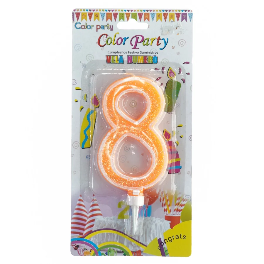 Fødselsdagslys nummer 8 fra Color Party (str. 16 x 7 cm)