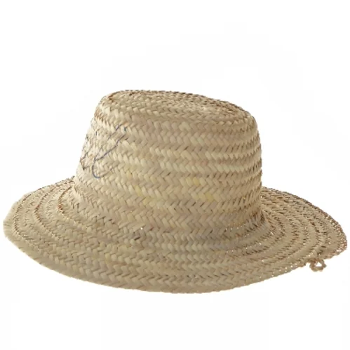 Stråhat m skrift (str. Ø 20 cm)