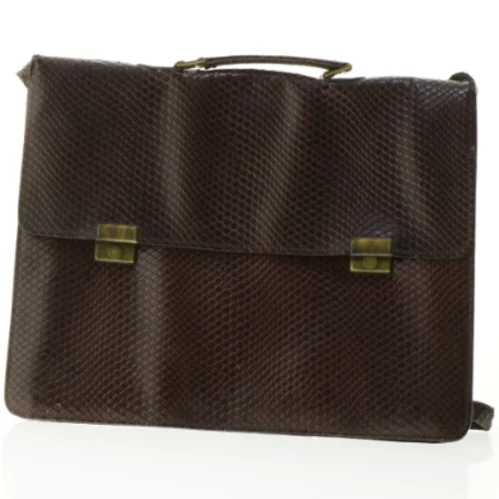 Brunt skind skuldertaske (str. 36 x 30 cm.)