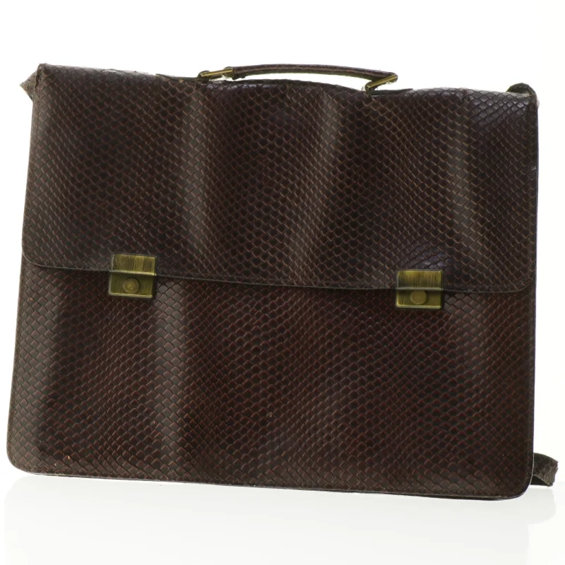 Brunt skind skuldertaske (str. 36 x 30 cm.)