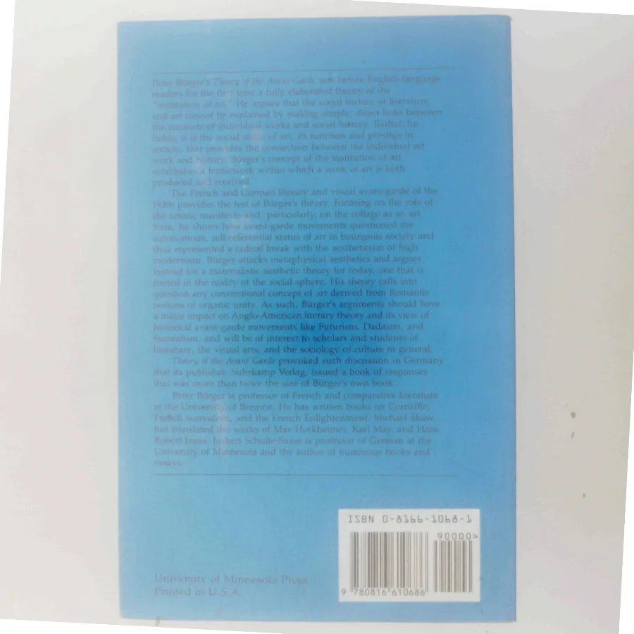 Theory of the avant-garde af Peter Bürger (Bog)