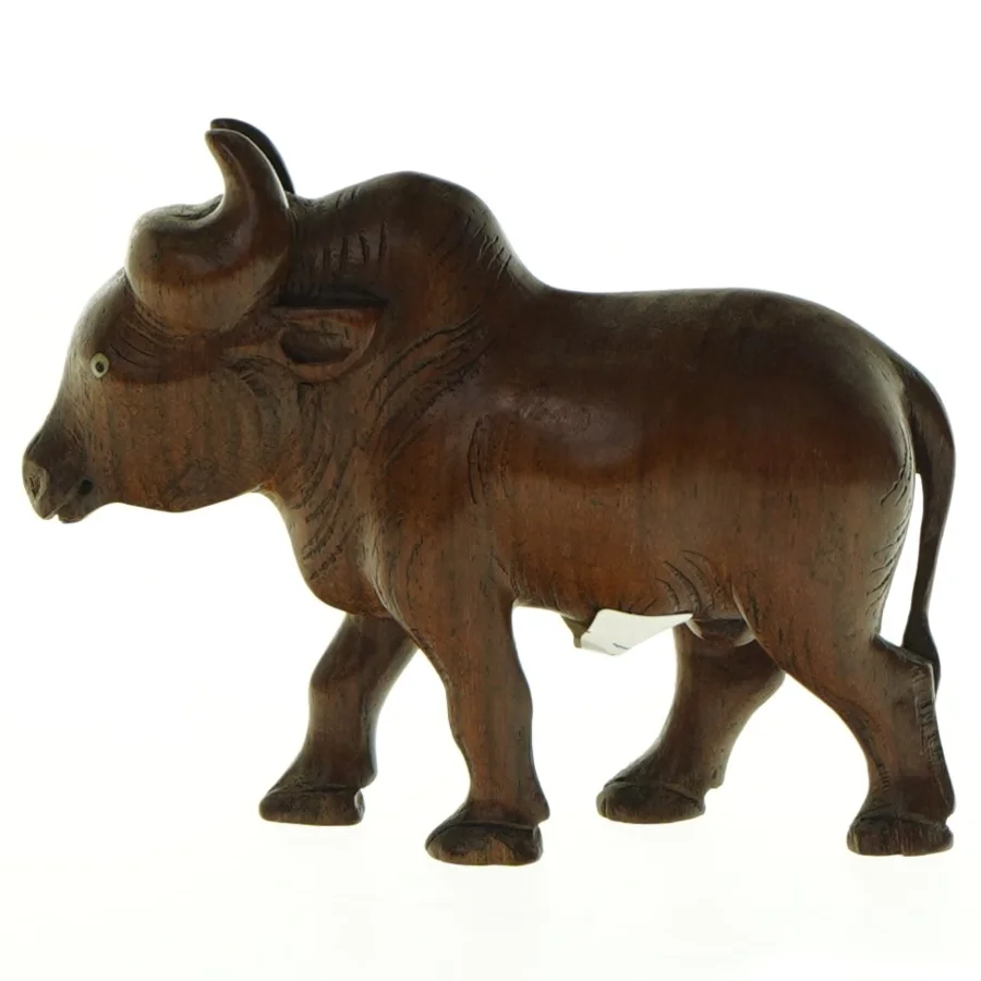 Træfigur af bøffel (str. 12 x 10 cm)