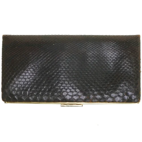 Brun clutch retro i slangeskind (str. 25x12,5 cm)