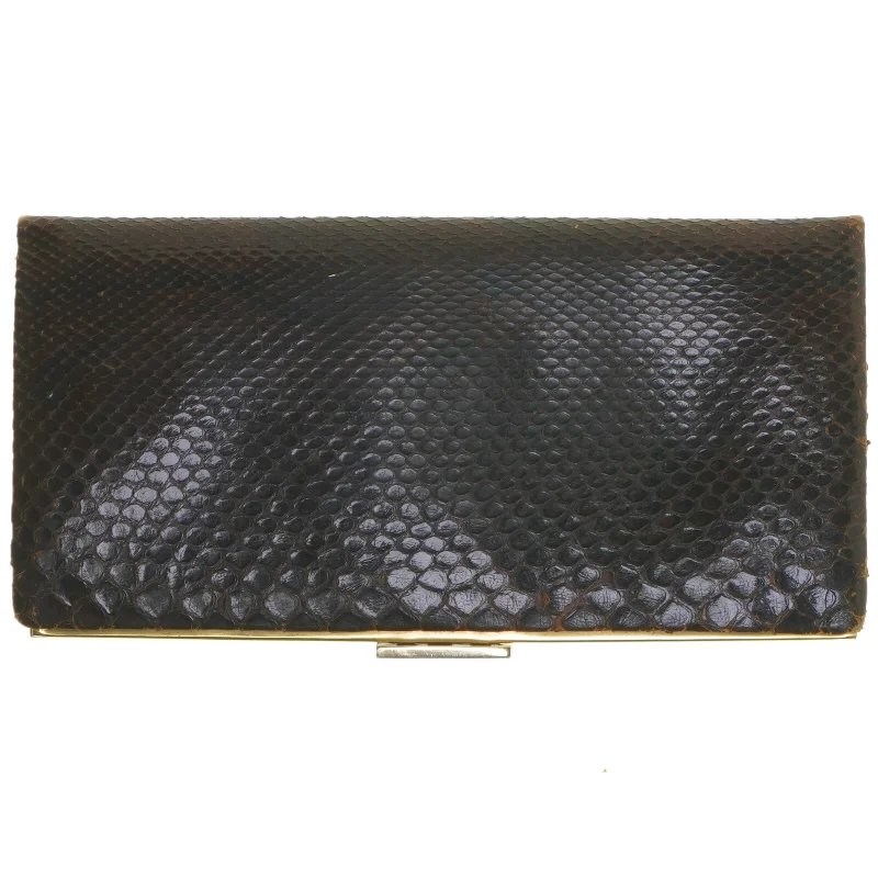 Brun clutch retro i slangeskind (str. 25x12,5 cm)