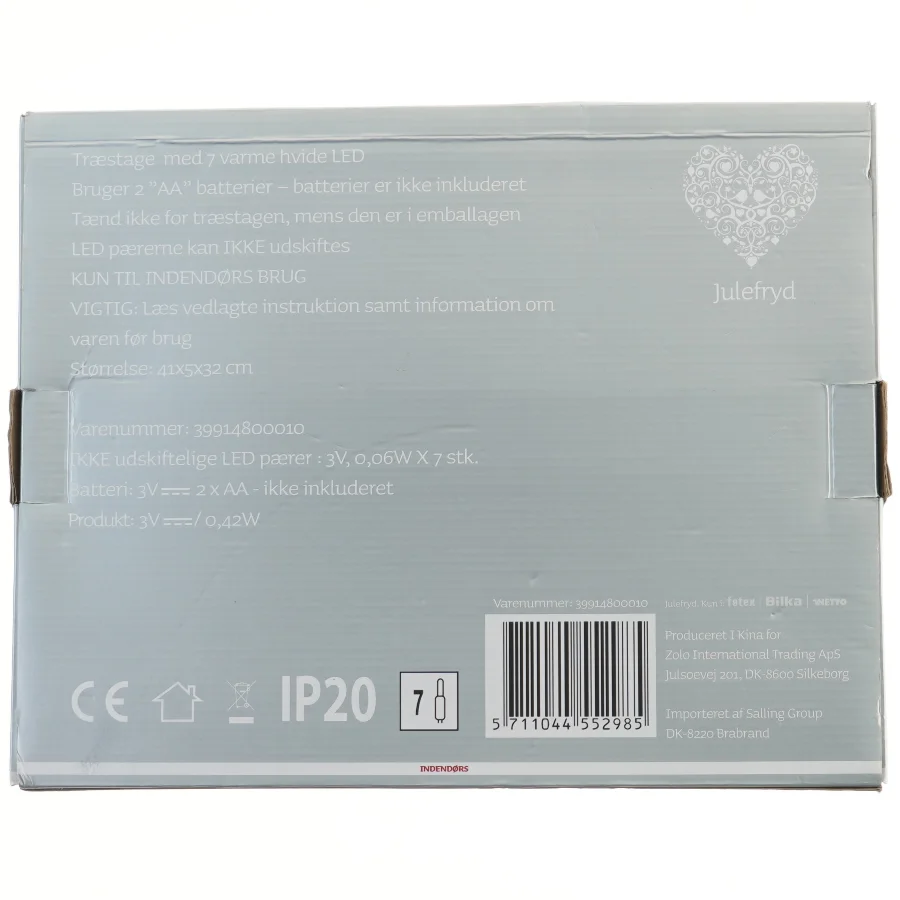 Træstage med 7 LED-lys fra Julefryd (str. 41,5 cm)