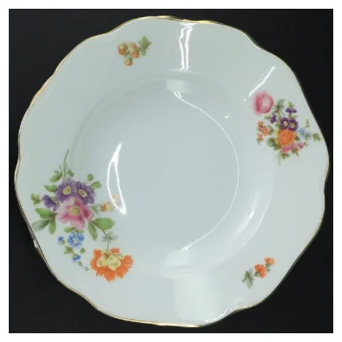 Porcelænsmiddagstallerkener med blomstermotiver (str. 25 cm)