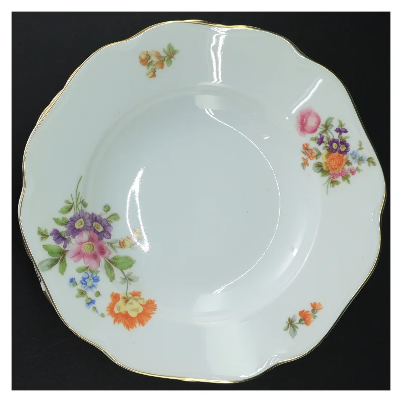 Porcelænsmiddagstallerkener med blomstermotiver (str. 25 cm)