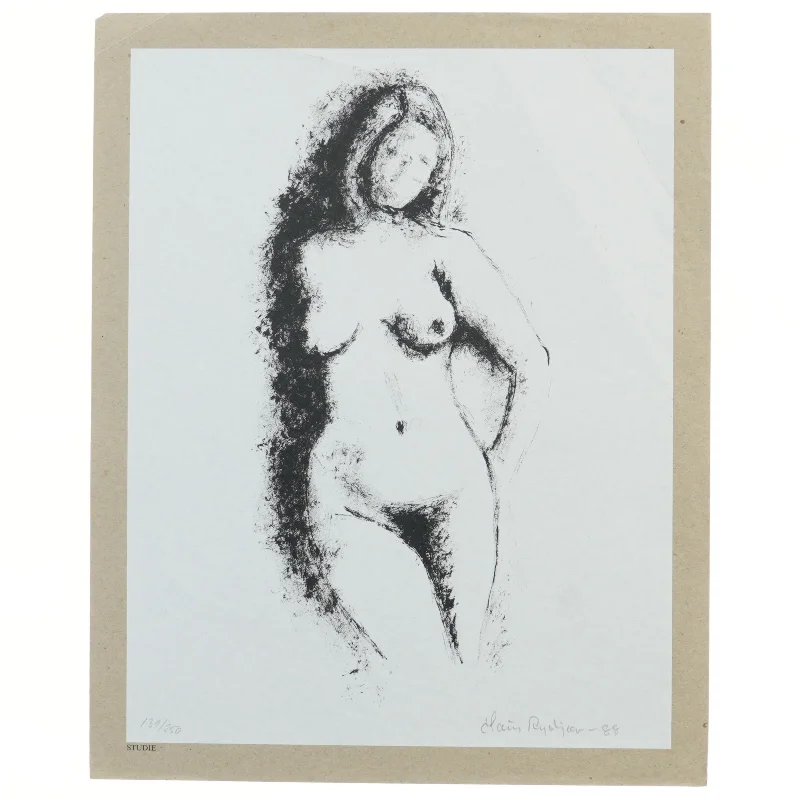  Studie billede af  kvinde (str. 34x42 cm). Signeret Claus Ryskjær 