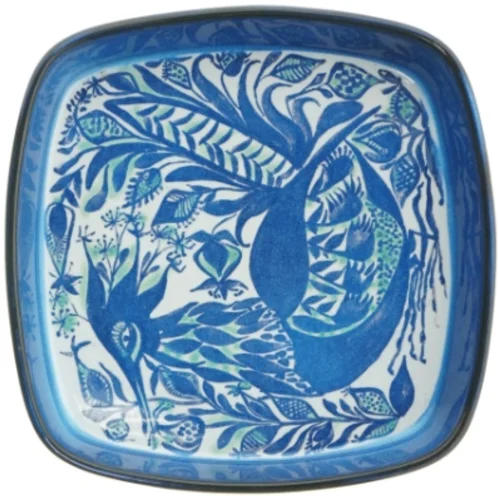 Alluminia Blue fantasy Bird  .Blåt fajancefad (str. 22 cm)