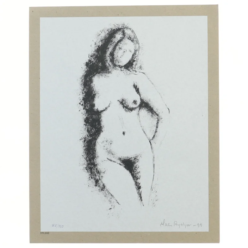  Studie billede kvinde Signeret af Claus Ryskjær (str. 34x42 cm)